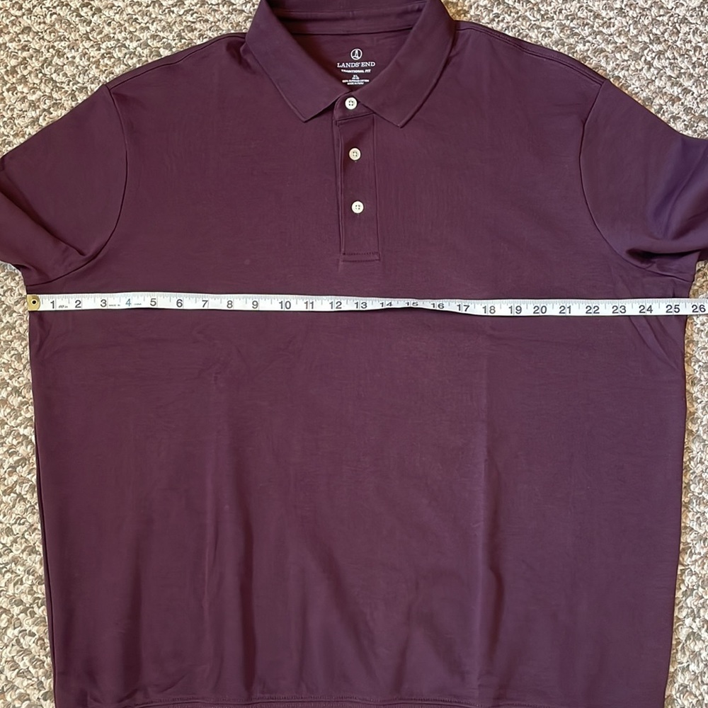 Lands’ End Cotton Polo Shirt - Burgundy - Picture 4 of 10